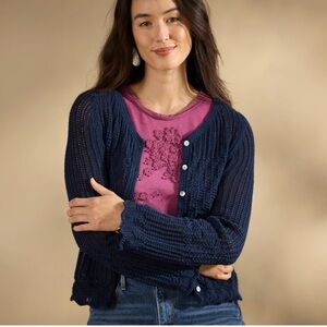 Sundance Cassatt Pointelle Cardigan Sweater M